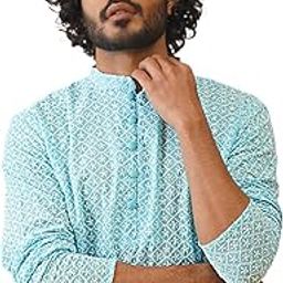 Men Chikankari Embroidered Kurtas-image-6