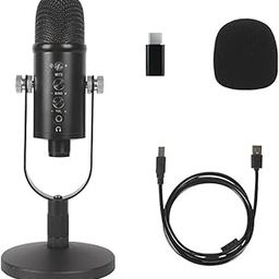 YUNLEI USB Microphone Set Upgrade Clearer Sound Quality for Streaming Podcasting Vocal for Laptop Desktop Pc Gaming Mice White-2