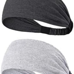 PAROPKAR Non Slip Elastic Headband Sweat Band Hairband Headwrap Headwear Athletic Thick Non Slip Yoga Use for Running Cycling Basketball Running Gym Yoga Workout for Men Women (Dark Grey Light Grey)-image-19