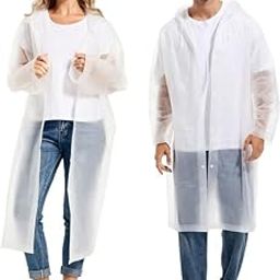 Women EVA Transparent Rain Coat Hooded Outdoor Water Resistant Portable Poncho Raincoat Suit (Universal Size)-image-1