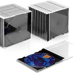 T WaveTree Upgraded Standard Single Clear CD Jewel Case,CD Storage Case with Assembled Black Tray, Thickened material, 25 Pack-picture-29