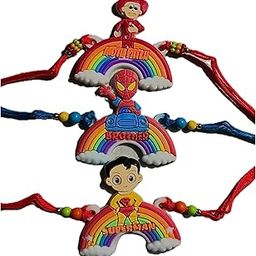 Kids Choice Cartoon Character Rainbow Rakhi Set, Pack of 3, Multicoloured Beads with Decorative Cards-image-18