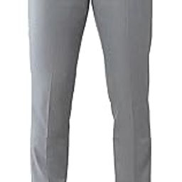 Men's Grey Solid Mid Rise Polyester Hook and Eye Regular Fit Flat Front Slant Pocket Trousers-picture-31