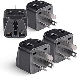 OREI India to China, New Zealand & Australia Adapter - Type I - 2 in 1 - Perfect for Laptop, Camera Charger and More - CE Certified - RoHS Compliant - 4 Pack - Black - 5 Years Warranty-15