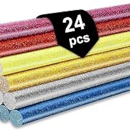GLUN 7MM Thin (Random) Glitter Coloured HOT MELT Glue Sticks for DIY Craft and Decoration (24 Sticks)-10