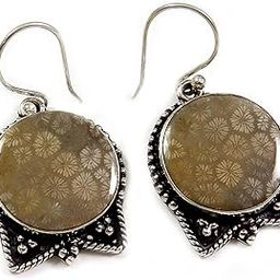 Flower Jasper Gemstone Silver Plated Earring Handmade Jawelry Goyal Crafts GEAQ-45-picture-11