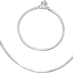 Anklet Artificial Exclusive Plane Silver Plated Alloy Stud Anklet with different style lock Trendy Fashion Pajeb Payal/Anklet for Women and Girls, + 1 PAIR TOERING-image-54