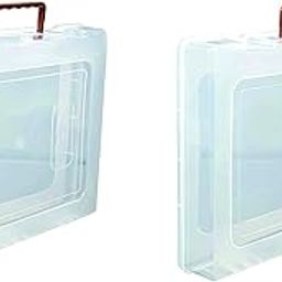 ZIYORA Multipurpose Plastic Rectangular Storage Boxes with Locks and Handle Matte Finish for Saree, Laptop, Books (Set of 2, Bahurani)-image-35