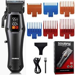 SOLIMPIA HT-6028 Salon Series Professional Digital Display Cordless Hair Clipper Electric Hair Cutter Kit Wireless Hair Grooming Trimmers Set, Li-ion Battery 2000mAh 200 minutes Runtime, Dark Grey,Men-36