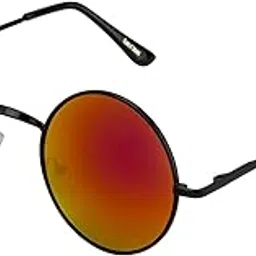 clark n palmer Clark n' Palmer Magenta Mirror Black Frame Round Sunglasses For Men Women-picture-42