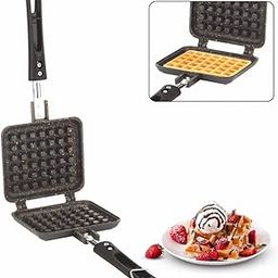Orange Non-Stick Waffle/Pancake Maker, Gas stove Compatible Super Heavy | Comfortable Cool Touch Long Handles | Scratch Proof | Easy Waffle Release | Black Color-11