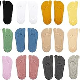 Women 2 Toe Flip Flop Socks Women No Show Toe Socks for Loafer Shoes Sneaker Black-image-18