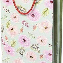Impressiveworks Multipurpose Printed Paper Bags/Party Favor Gift Bags with Handles for Wedding/Birthday/Events/Gifts/Baby Shower (10.5"x7.5"x3") (Pack of 10, Green Floral)-image-2