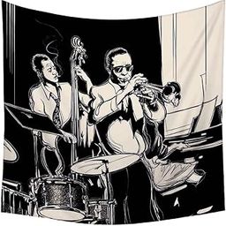 ArtzFolio Jazz Band Velvet Fabric Painting Tapestry | Wall Art Hanging 30 x 30 inch (76 x 76 cms)-image-12
