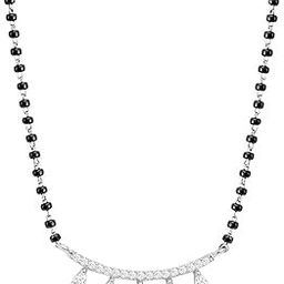 Stylish Fashion Pendant Necklace Black Beads Mangalsutra for Women & Girls with Extendable Chain-image-93