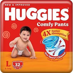 Huggies Comfy Pants Baby Diaper, Large (L) Size (9-14 Kgs), Pack of 32-9