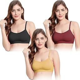 Women's Non-Wired Bra - Soft Cotton, Comfortable, Adjustable Straps, Multicolor Pack of 3, Everyday Support-image-82