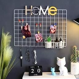 Pikify Glass Diy Steel Grid Photo Frame For Wall [45 * 65Cm-Black] Clip Holder Photo Frame,Multi Functional Creative Mesh Wall Grid-(White) Rectangular-3