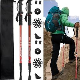 Hiking Trekking Poles, 2 Pack Collapsible, Lightweight, Anti Shock, Hiking Or Walking Sticks, Adjustable Hiking Pole for Men and Women Adjustable Hiking Walking Sticks Collapsible Lightweight (Red)-image-92