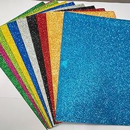 A4 Size Glitter Sheets for Arts and Crafts, Scrapbooking Paper DIY Work Decoration, School Project, Gift Wrapping - Pack of 10 Multi Color Sheets-9