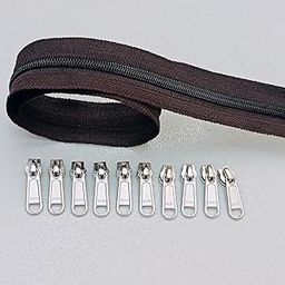 Bhavya Enterprise 5 Meters Open Zipper with 10 Steel Zip Puller in Meter for Tailoring, Stitching, Bags and Purse (Open Ended Zips) - (5 Meter Roll + 10 Steel Zips Runner) (COFFEE)-image-18