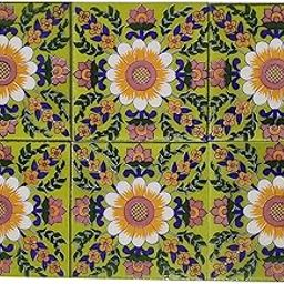 SHIV KRIPA Blue Pottery Floral Decorative Mosaic Wall Tiles (3 x 3 Inch 6 Set of Tiles) (Multicolor)-picture-10