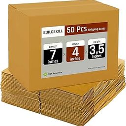 BUILDSKILL Pack of 50 | 3 Ply | 7"X4"X3.5" Cardboard Boxes for Packaging | Brown Corrugated Box for Packing | Shipping | Home Shifting | Parcel | Courier Packing box | Extra Small Carton Box -Recycled-8