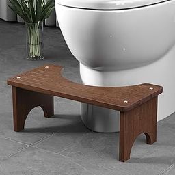 Toilet Stool Squat Adults Wood Bedside Step Ladder for Elderly Indoor Outdoor Brown| Wooden Stool | Shoe Rack Bench | Sitting Stool-image-100