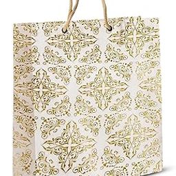 KOSY Extra Large Paper Bags - Pack of 10 | 45x10x35 cm | Eco-Friendly Kraft Bags for Shopping, Gifts, Retail, Grocery, Recyclable & Biodegradable. (Golden Print)-image-5