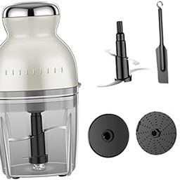 HEAVENGLOW Eletric Meat Grinder Portable Juice Cup Food Processor for Beef Chicken Meat Beige White-image-89