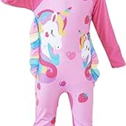 YUPPIN Girls Swimsuits Long Sleeve Rash Guard Swimwear with Matching Cap One-Piece Bathing Suits 2-10 Years-image-27