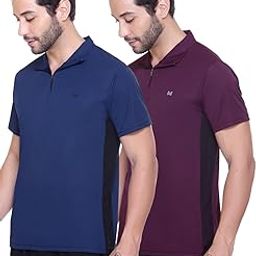 White Moon Gym T Shirts for Men Workout Combo, Dryfit Tshirt for Men, Collar Zip, Quick-Dry, Anti-Odor Sports Tshirt, Lightweight & Breathable, Everyday, (Pack of 2)-image-64