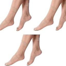 Black and Beige Super-thin Transparent Ankle Length Yoga & Gym Socks -Net solid plain socks for Womens/Girls/Mens & Boys indoor outdoor Socks-46