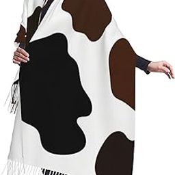 Cow Print Scarf Super Soft Long Large Warm With Tassel Gifts-image-6
