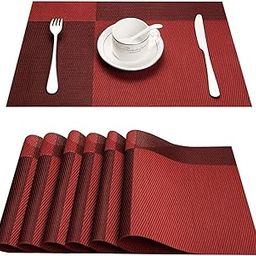 Aashonee Maroon Woven Vinyl Placemats Heat-Resistant, Washable, Non-Slip PVC Table Mats for Dining Table, Indoor & Outdoor Use (1 PCE)-image-73