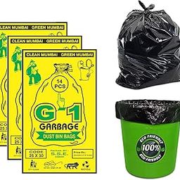 Garbage Bags And Covers Large Size Black Color 25 X 30 Inch Pack Of 3, 42 Pieces, Plastic, Pack of 42-22