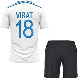 India Test Cricket Team Jersey 2024 Virat 18 Tshirt with Shorts for Men & Boys-image-63