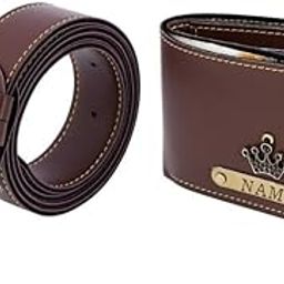 Faux Leather Customized Wallet & Belt Combo For Men (Brown) | Men's Personalised Name and Charm Wallet Set | Gift Hamper For Him | Boys Purse-13