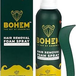 BOHEM Hair Removal Spray for Men | 200g | Free Spatula | Hair Removal Cream Spray with Thick Foam for Back, Chest, Legs, Arms, Under Arms & Intimate Areas | AHAs, Glycolic Acid, Kojic Acid & Aloe vera-image-13