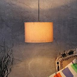 BTR CRAFTS® Premium Jute/Khadi Color, Hanging Drum Lamp Shade, Decorative Light Lamp for Living Room, Home, Bedroom, Home Décor Lightning/Black Canopy (12" Inches)-image-44
