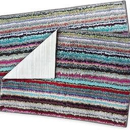 PL Homes Cotton Anti Slip Striped Door Mats for Main Door Home Entrance Mat, 15x23 Inch, Multicolour, Pack of 2-image-4