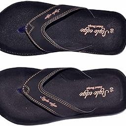 Men's Black Rubber Slippers with Synthetic Strap - Comfortable & Durable Flip-Flops for Home, Casual & Outdoor Wear(Size 10)-picture-0