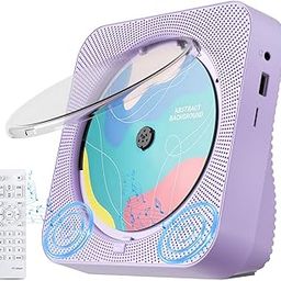 CD Player Portable with Bluetooth 5.1Desktop CD Player with HiFi Sound Speakers,Remote Control,Dust Cover,LED Display,Boombox FM Radio,USB/AUX for Home (Purple)-15