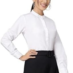 Women Solid White Polycotton Regular Formal Shirt-image-58