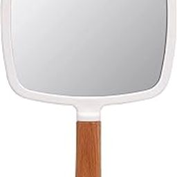 Wooden Hand Mirror: Vintage, Portable Bathroom Mirror, Ideal for Makeup Kit, Compact Mirror for Vanity, Hand Held Beauty Salon Mirror for Dressing (White - Square)-19