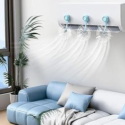 SMARAN Suction Cup Mounted AC Wind Deflector Set (Blue, Pack of 3) | Universal Fit for Split & Window ACs | Easy Tool-Free Installation | Blocks Direct Cold Air-image-8