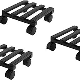 STANDPOINT | Heavy Duty Metal Plant Stand | 4 Wheels (2 Lockable) | Rust Resistant | Upto 50kg Load | Black Coated Gamla Stand Pack of 3 | Stylish for Home & Office Indoor Outdoor Use-image-33