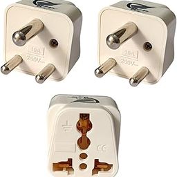 Universal Travel Plug Converter World (USA, UK, Canada, Australia, Japan, Europe and More) to India Socket -Type D Adaptor Plug Perfect for Foreign Devices to use in India, (Pack of 3) White-10