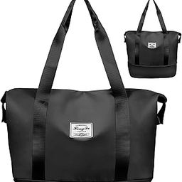 Foldable Lightweight Waterproof Travel Bags for Luggage - Large Capacity Expandable Overnight Bags for Stylish & 100% Nylon/Multi Hand Bags/Carry Luggage Bag (L, Travel Duffel Bag, Black)-image-31