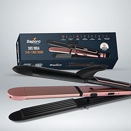 Saporo 3 in 1 Hair Styler for Women SHS 1804 - Straightener, Crimper, Curler - Ceramic Coated Plates Infused with Keratin for Smooth & Silky Finish - Suitable for all Hair Types Black & Rosegold-25